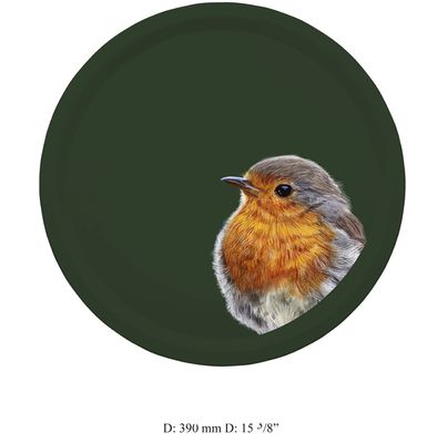 Halcyon Days Woodland Wildlife Robin Round Birchwood Tray, MPN: TRWRO09RT