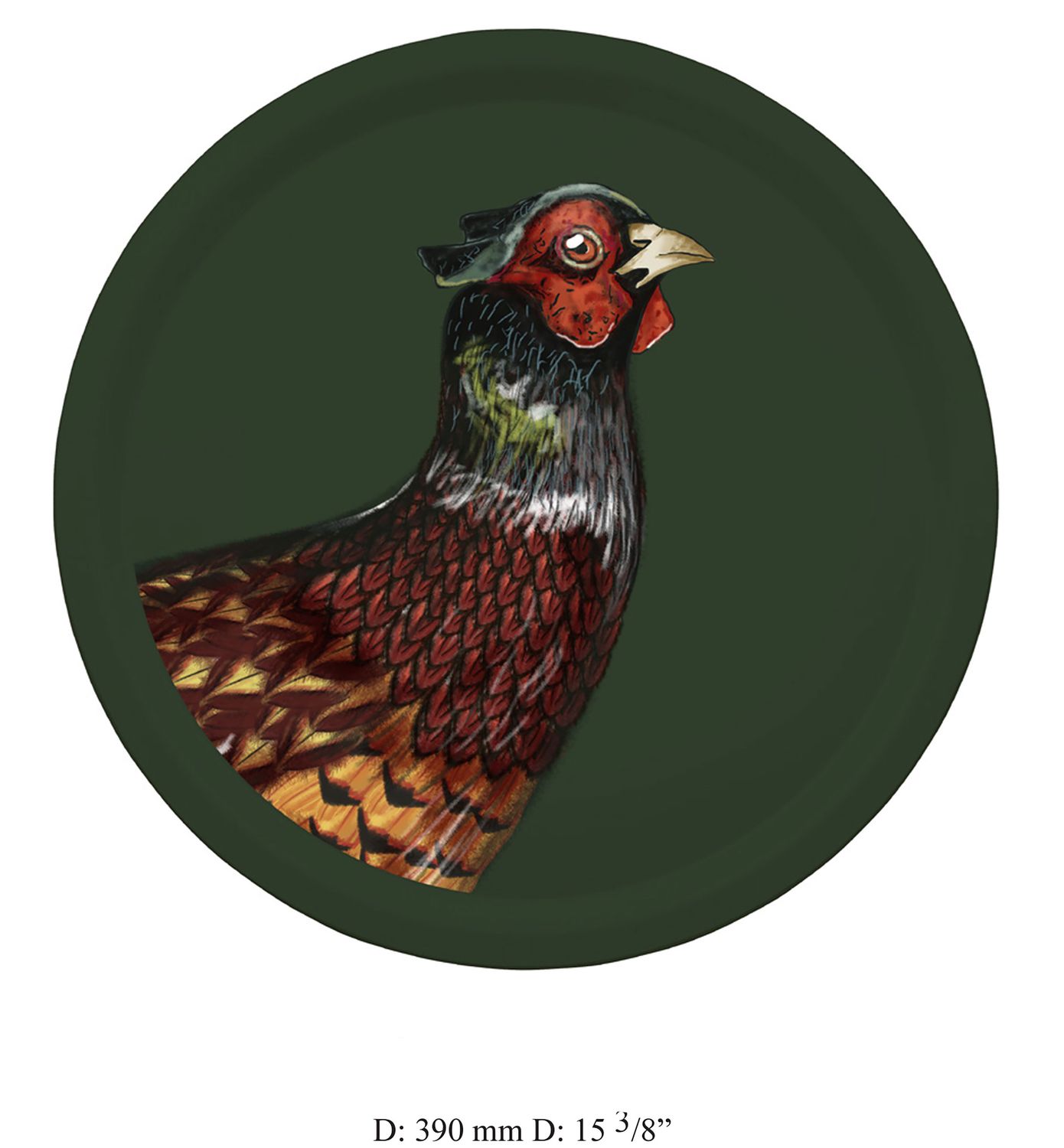 Halcyon Days Woodland Wildlife Pheasant Round Birchwood Tray, MPN: TRWWP09RT