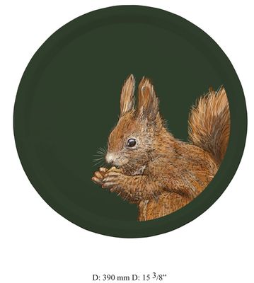 Halcyon Days Woodland Wildlife Squirrel Round Birchwood Tray, MPN: TRWWS09RT