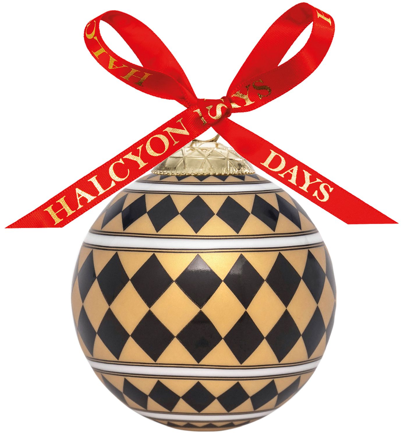 Halcyon Days Parterre Black Gold Bauble Ornament, MPN: BCPAR02XBN