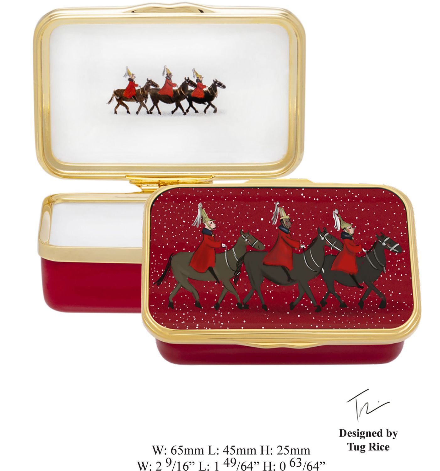 Halcyon Days TR Life Guards in the Snow Red Enamel Box, MPN: ENTLR0623G