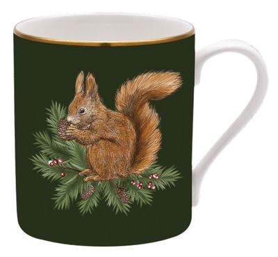 Halcyon Days Woodland Wildlife Squirrel Green Gold Mug, MPN: BCWWS09MGG
