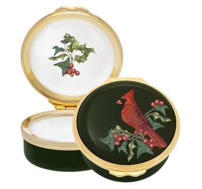 Halcyon Days Woodland Wildlife Red Cardinal Enamel Box, MPN: ENWWC0901G