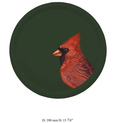 Halcyon Days Woodland Wildlife Red Cardinal Round Birchwood Tray, MPN: TRWWC09RT