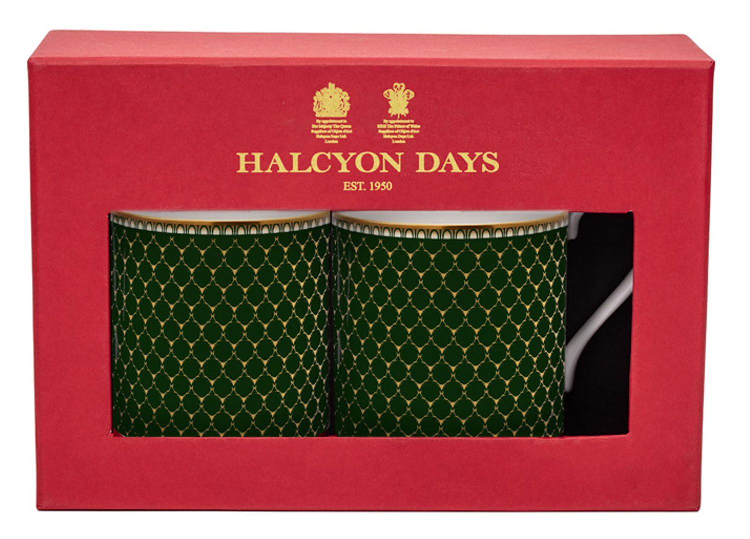 Halcyon Days GC Antler Trellis Dark Green Mug Set of 2, MPN: BCGAG09MSG