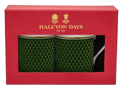 Halcyon Days GC Antler Trellis Dark Green Mug Set of 2, MPN: BCGAG09MSG