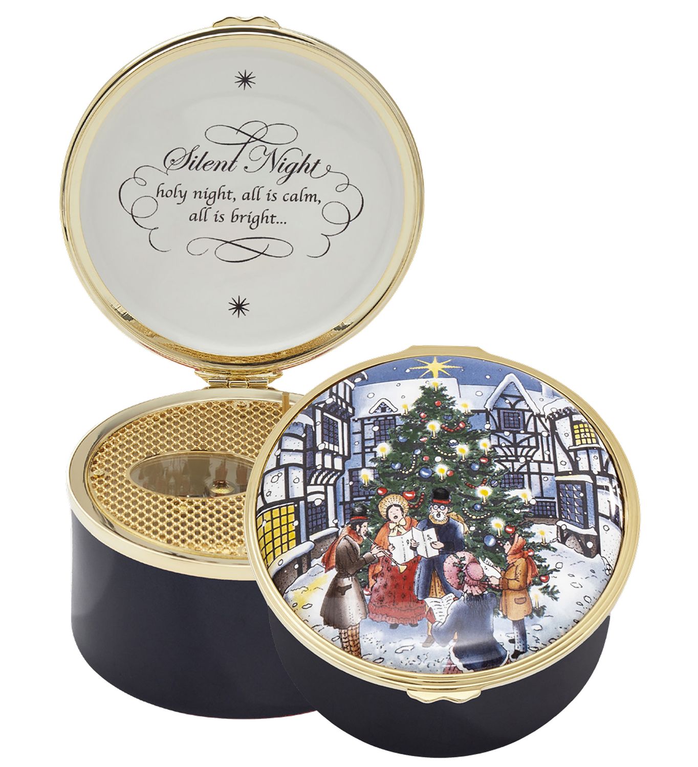 Halcyon Days Christmas Lights &#39;Silent Night&#39; Musical Enamel Box, MPN: ENCHL1151MG