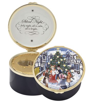 Halcyon Days Christmas Lights &#39;Silent Night&#39; Musical Enamel Box, MPN: ENCHL1151MG