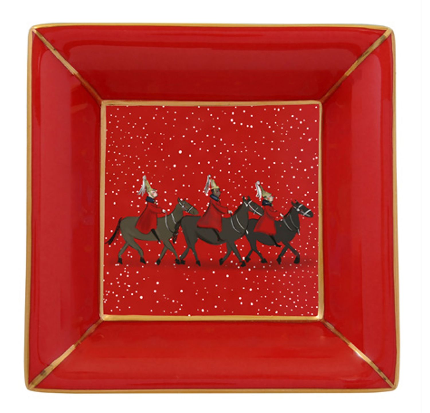 Halcyon Days TR Life Guards in the Snow Red Square Tray, MPN: BCTLS06STG