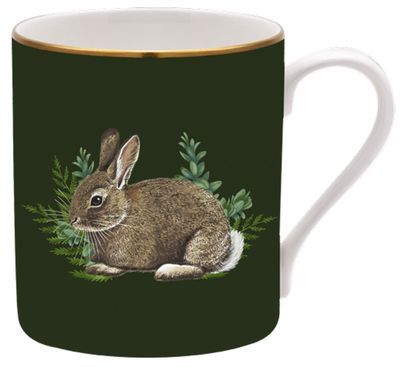 Halcyon Days Woodland Wildlife Rabbit Green Gold Mug, MPN: BCWRA09MGG