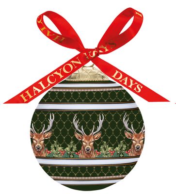 Halcyon Days GC Antler Trellis Green &amp; Stag 3 Inch Bauble Ornament, MPN: BCGAS09XBN