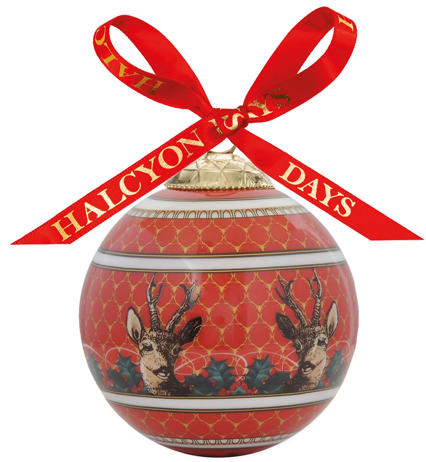 Halcyon Days GC Antler Trellis &amp; Stag Red Bauble Ornament, MPN: BCGAS06XBN