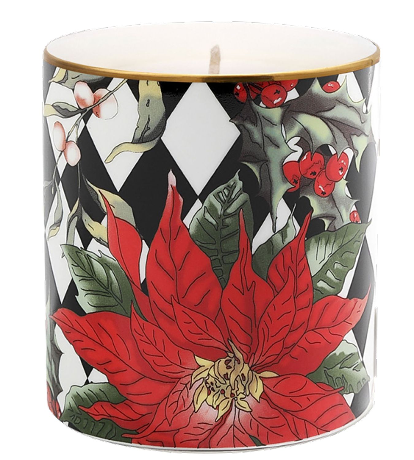 Halcyon Days Parterre Black with Poinsettia Cinn &amp; Orange Unlidded Candle, MPN: BCPAF02CAG