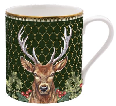Halcyon Days GC Antler Trellis Green &amp; Stag Mug, MPN: BCGAS09MGG