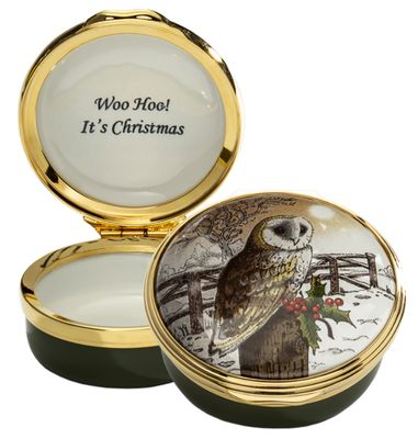 Halcyon Days Christmas Owl Enamel Box, MPN: ENOWL0601G