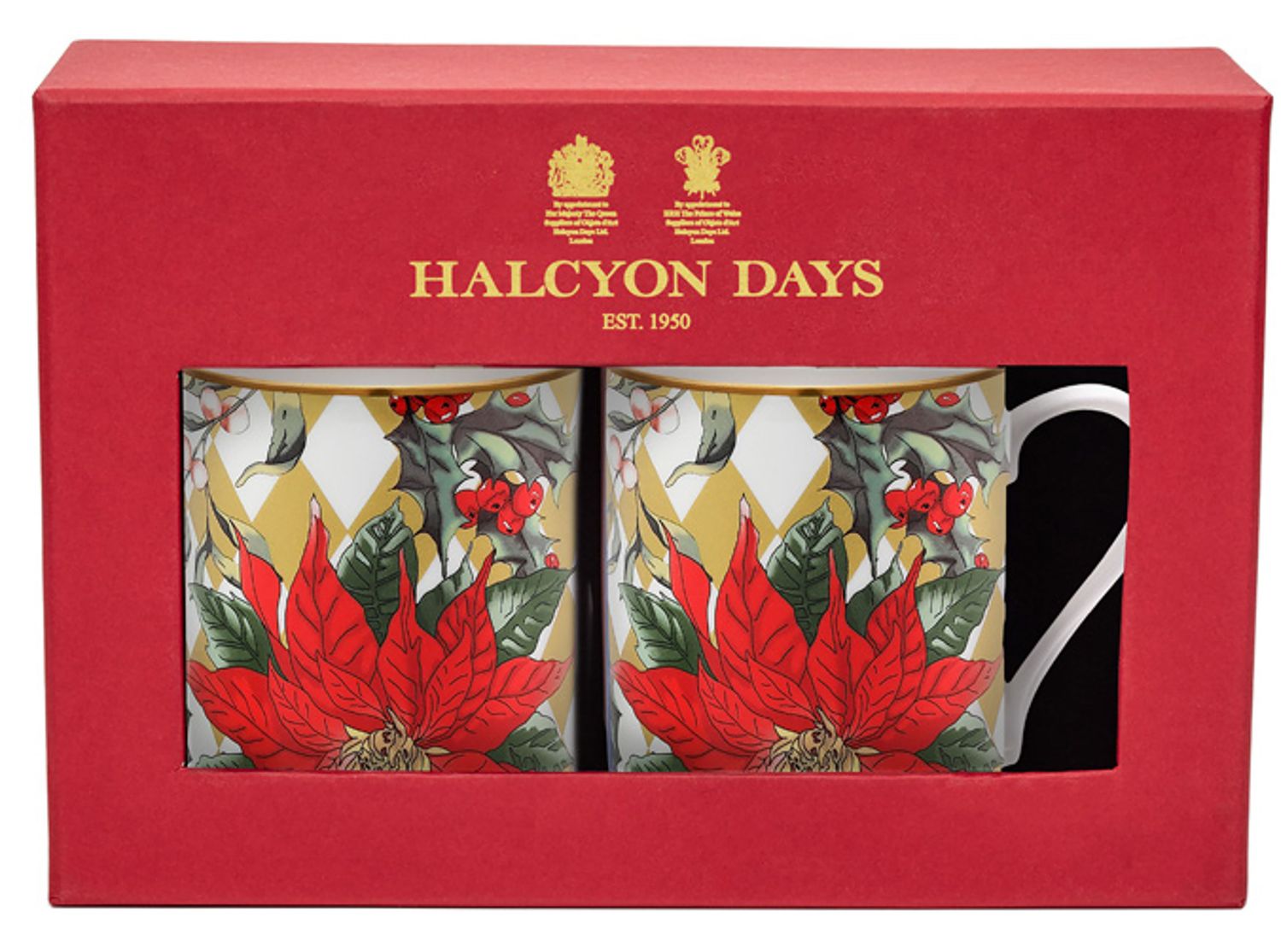 Halcyon Days Parterre Gold with Poinsettia Mug Set of 2, MPN: BCPAF16MSG