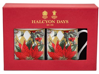 Halcyon Days Parterre Gold with Poinsettia Mug Set of 2, MPN: BCPAF16MSG
