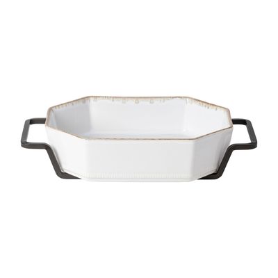 Costa Nova Luzia Cloud White Oct Baker 9 Inch With Metal Holder, PER222-CLW, 5606739962272