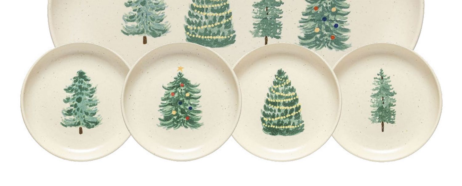 Casafina Pacifica Christmas Tree Set 4 Appetizer Plate 16, SOPS19-CHT, 560673983068