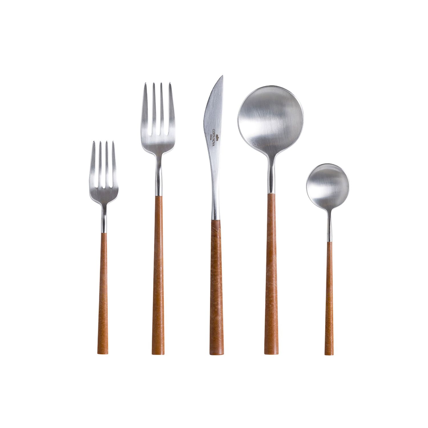 Costa Nova Mito Wood Flatware 5 Piece Place Setting With Box, C20454-WDN, 5606739953362