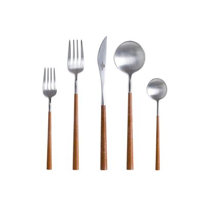 Costa Nova Mito Wood Flatware 5 Piece Place Setting With Box, C20454-WDN, 5606739953362
