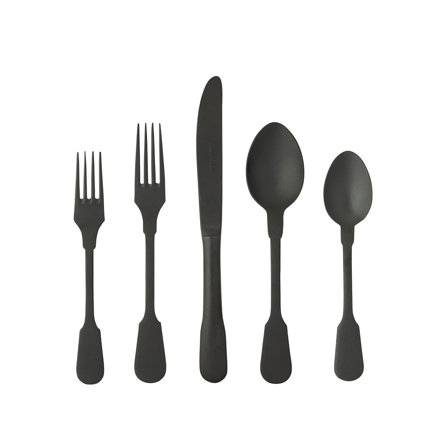 Costa Nova Saga Pvd Black Flatware 5 Piece Place Setting With Box, C20411-BLK, 5606739950330
