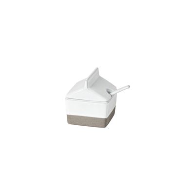 Costa Nova Festa Ecogres White Sugar Bowl With Spoon, 1DIXS01-WHI, 5606739968007