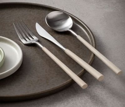 Costa Nova Mito Brushed Cru Cable Flatware 5 Piece, C20668-CRM, 5606739965860