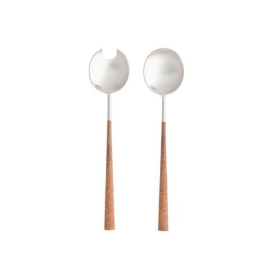 Costa Nova Mito Brushed Wooden Cable Salad Serving Set 2 Piece, C20559-WDN, 5606739958121