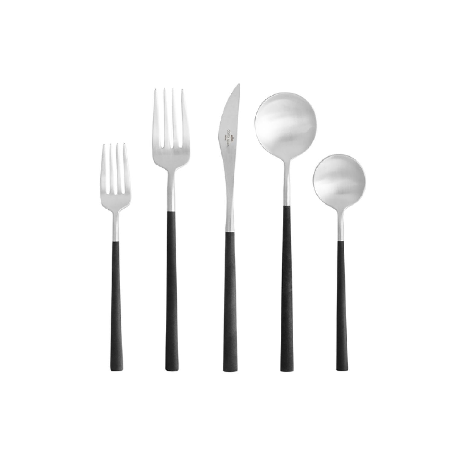 Costa Nova Mito Brushed W/Resin Flatware Mito 5 Piece Place Setting With Box, C20420-BLK, 560673995…