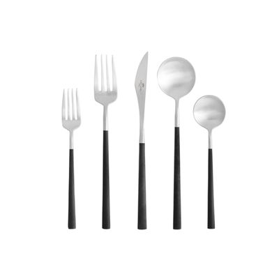 Costa Nova Mito Brushed W/Resin Flatware Mito 5 Piece Place Setting With Box, C20420-BLK, 560673995…