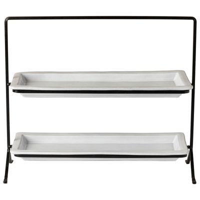 Costa Nova Plano Ecogres White 2 Tier Stand With Holder, 1PORS01e-WHI, 5606739957056