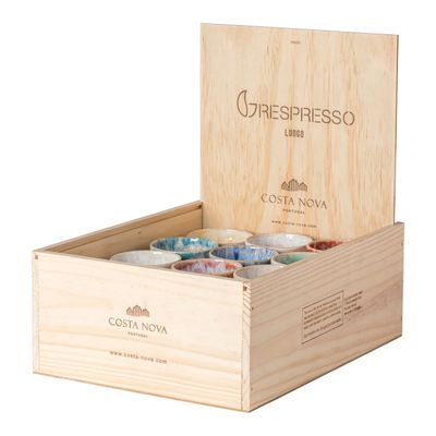 Costa Nova Grespresso Ecogres Multicolor S 24 Lungo Cups With Wood Box, LSCS09-MLT, 5606739954871