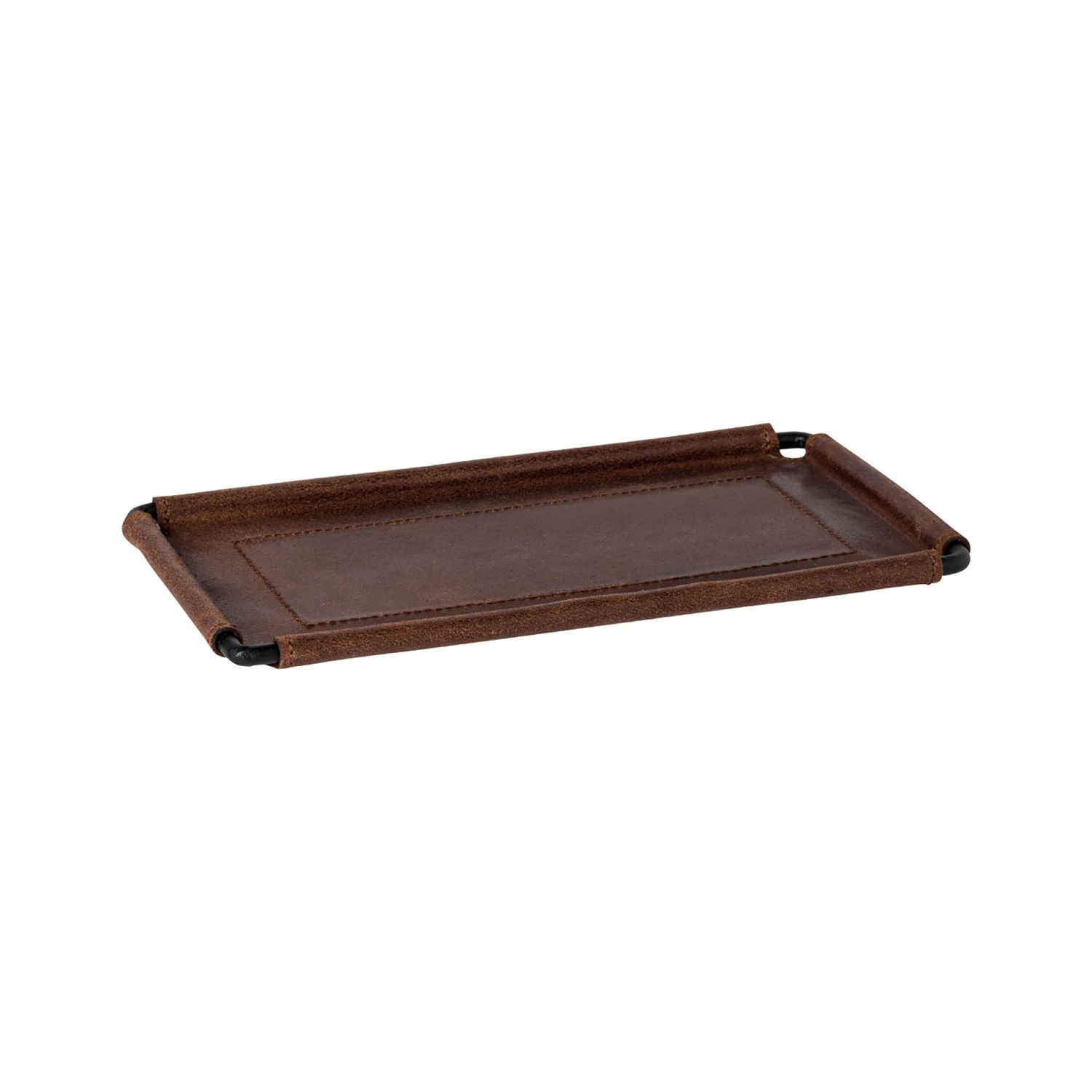 Costa Nova Leather Brown Leather Rectangular Tray 10 Inch, O30205-BRN, 5606739961022