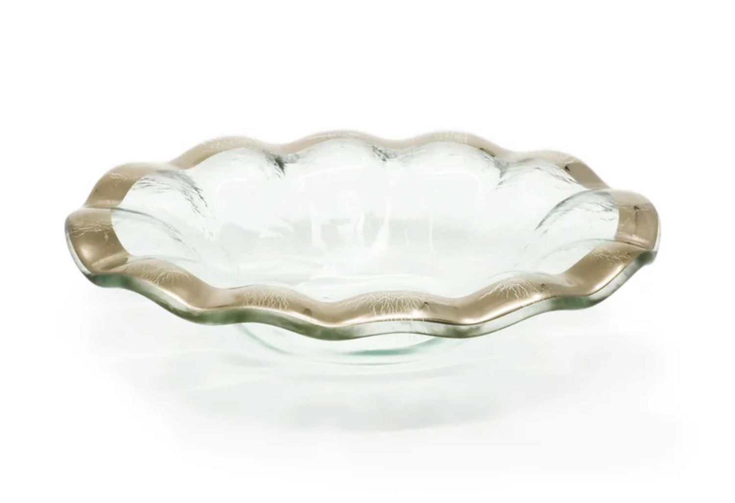 Annieglass Ruffle 6 3�4 x 4 3�4 Inch Soap Dish Platinum, MPN: P246