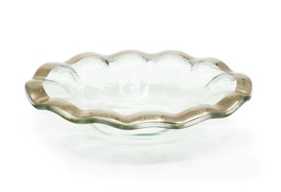 Annieglass Ruffle 6 3�4 x 4 3�4 Inch Soap Dish Platinum, MPN: P246