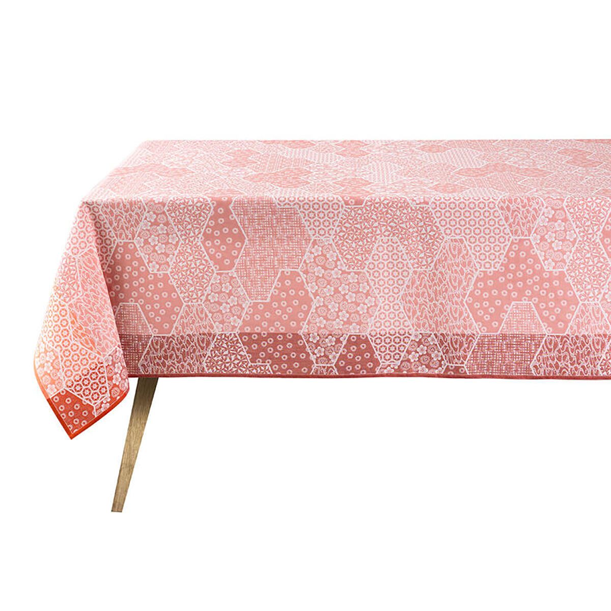 Le Jacquard Francais Wagara Pink Coated Tablecloth 30273