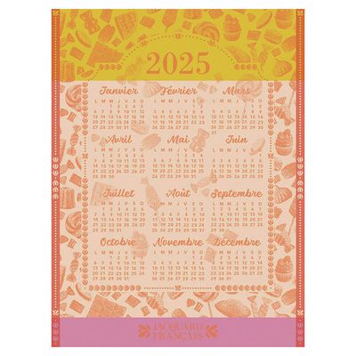 Le Jacquard Francais Calendrier 2025 Orange Tea Towel 30000