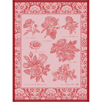 Le Jacquard Francais Jardin Des Roses Red Tea Towel 30121