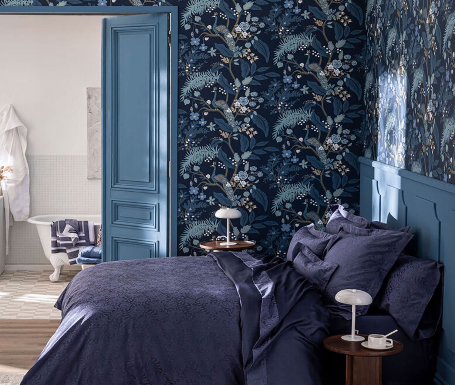 Le Jacquard Francais Flora Dark Blue Shams 21544