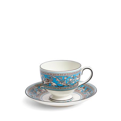 Wedgwood Florentine Turquoise Teacup Saucer 174Ml 5.8Fl oz 1070728, 701587480222