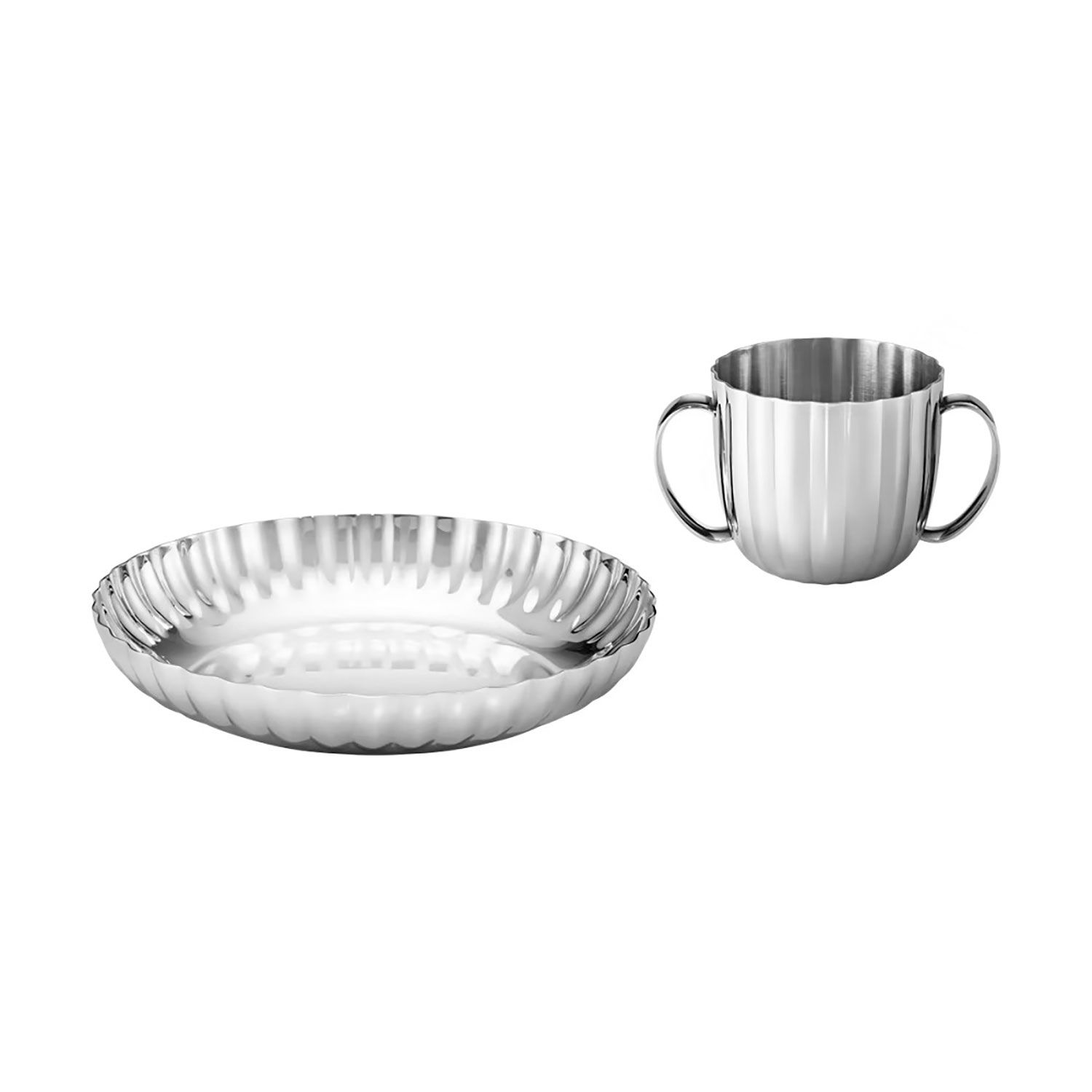 George Jensen Bernadotte Child Set Deep Plate and Cup 2 Piece 10019292, 5713275209461