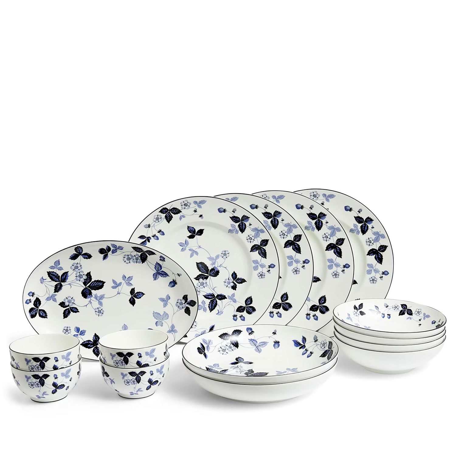 Wedgwood Wild Strawberry Inky Blue Dinnerware 15 Pieces 1074264, 701587484046