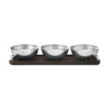 George Jensen Bernadotte Triple Bowl Set In Stand Wood and Stainless Steel 10018216, 5713275085546