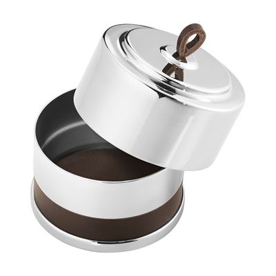 George Jensen Manhattan Box Round Stainless Steel Mirror and Leather 10019535, 5713275219026