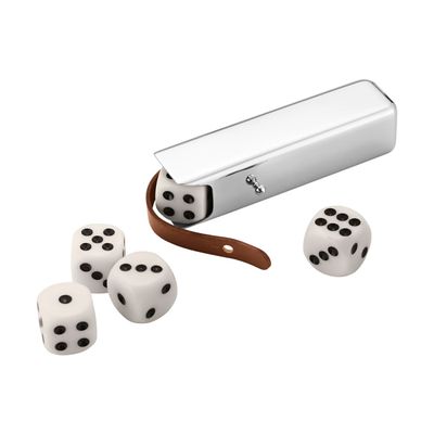 George Jensen Sky 5 Dice Set Leather and Stainless Steel 10019309, 5713275209638