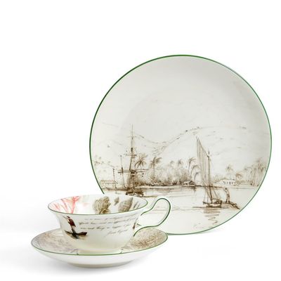 Wedgwood Darwin Voyage of The Beagle Tahiti Teacup Saucer Plate 3 Pieces 1071814, 701587481434