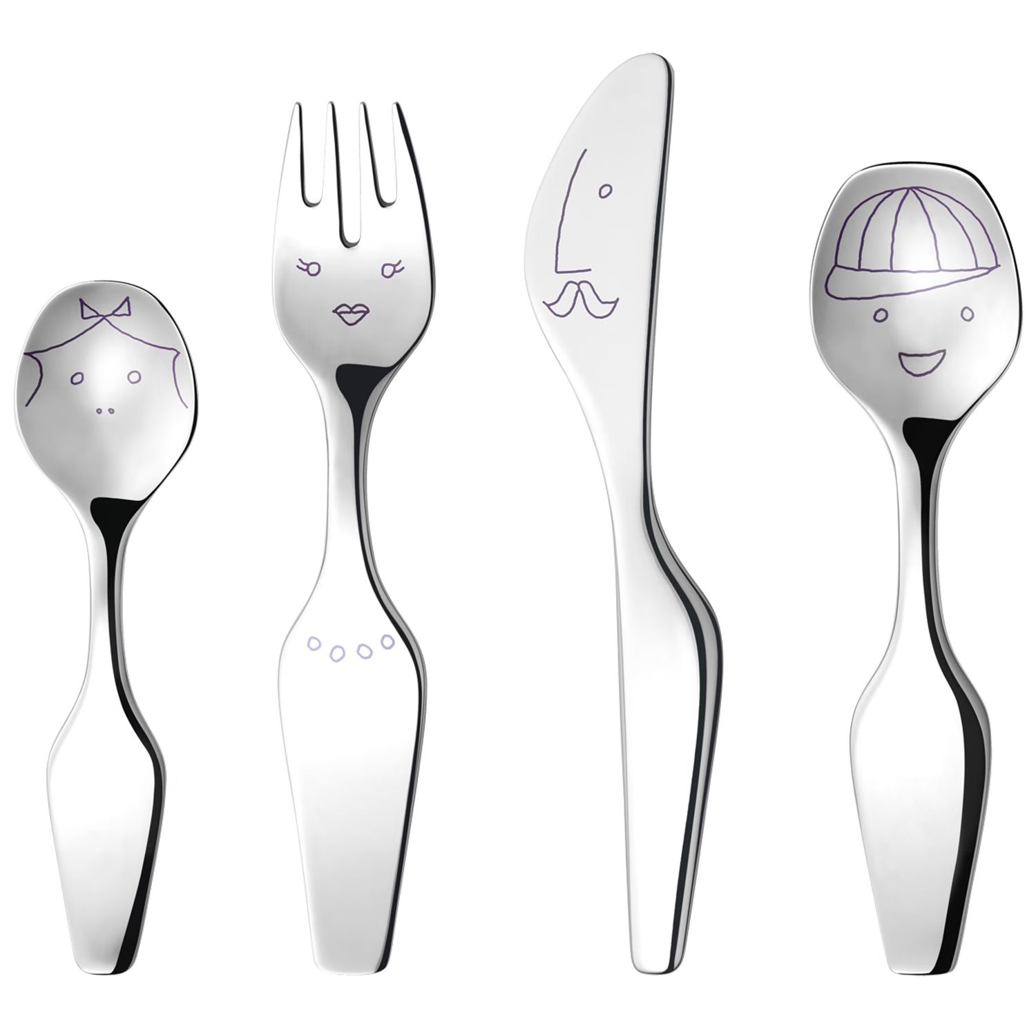 George Jensen Alfredo 4 Piece Twist Family Cutlery Set Stainless Steel 3580049, 5705145085152