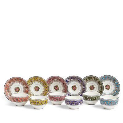 Wedgwood Florentine Tea Bowl and Saucer Set of 6 Mixed Colours 1069031, 701587477789