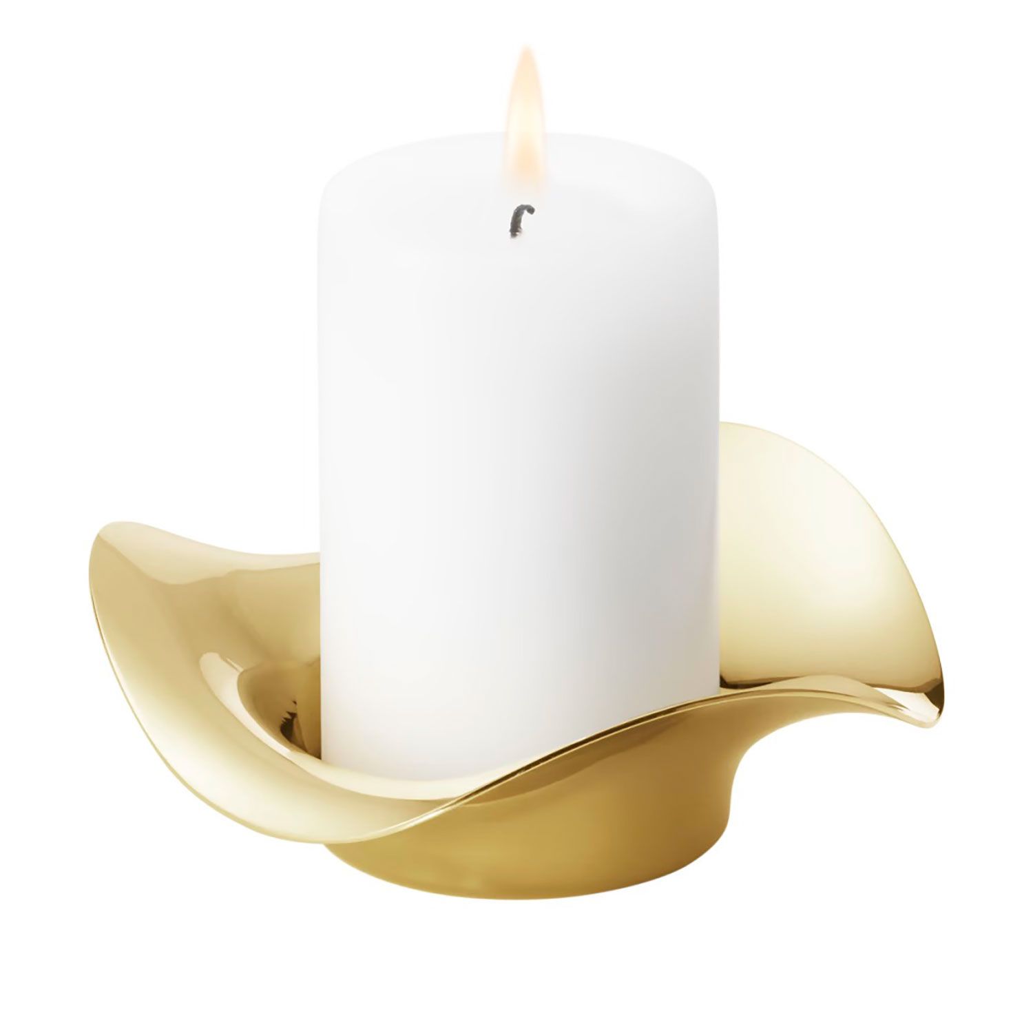 George Jensen Cobra Pillar Candleholder Stainless Steel Gold Pvd 10019715, 5713275226246